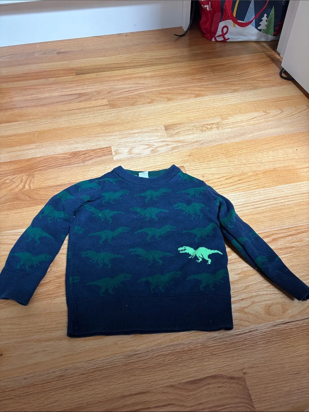 GAP Navy Blue Sweater with Green Dinosaur Motif